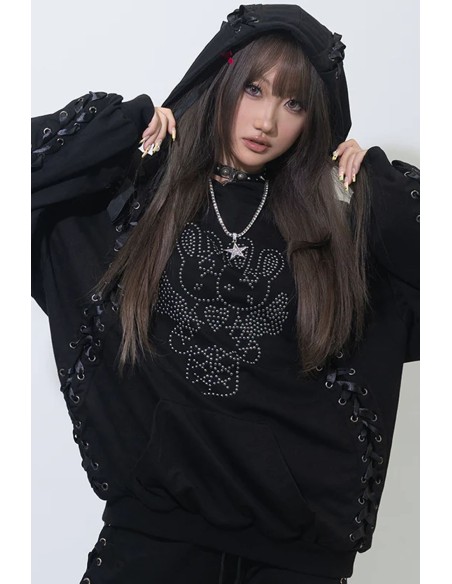 Sudadera con Capucha Oversized Nightmare en Negro - ACDC RAG