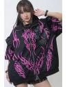 Chaqueta Oversized de Manga Corta Nightmare en Negro x Fucsia - ACDC RAG