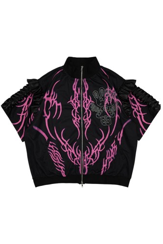 Nightmare Oversized Short Sleeve Jacket in Black x Fuchsia - ACDC RAG 2
