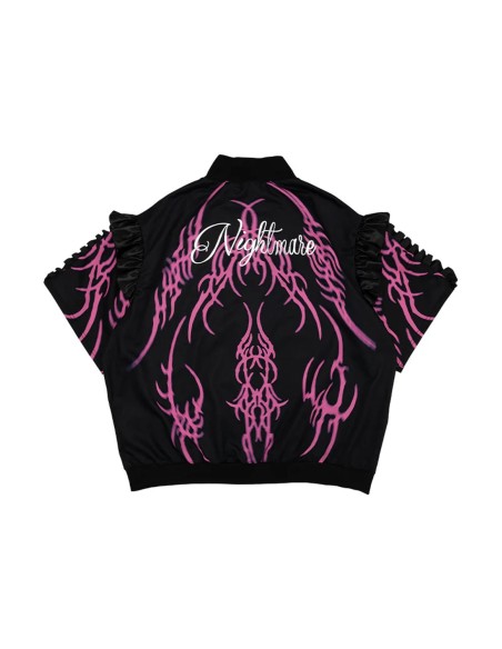 Nightmare Oversized Short Sleeve Jacket in Black x Fuchsia - ACDC RAG