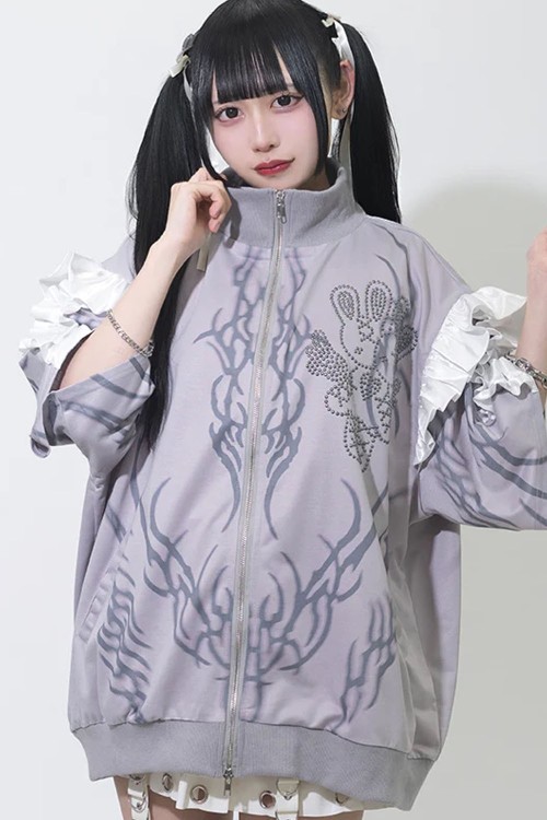 Nightmare Oversized Short Sleeve Jacket in Grey x White - ACDC RAG