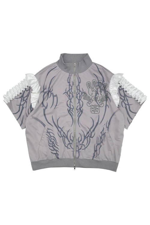 Chaqueta Oversized de Manga Corta Nightmare en Gris x Blanco - ACDC RAG