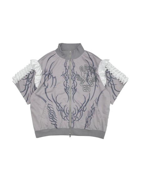 Chaqueta Oversized de Manga Corta Nightmare en Gris x Blanco - ACDC RAG