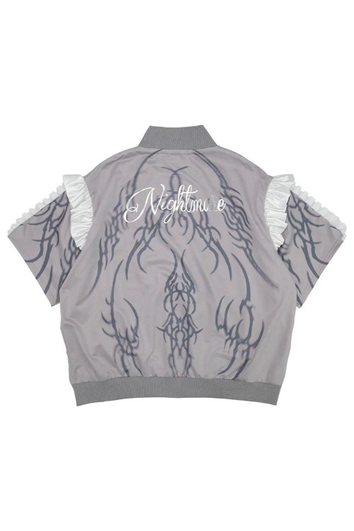 Nightmare Oversized Short Sleeve Jacket in Grey x White - ACDC RAG