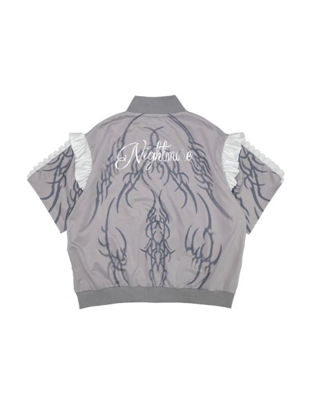 Chaqueta Oversized de Manga Corta Nightmare en Gris x Blanco - ACDC RAG