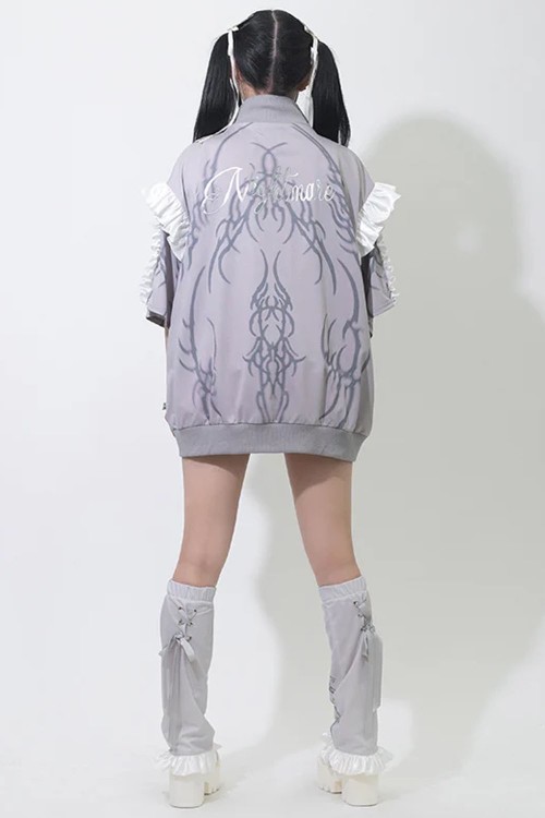 Nightmare Oversized Short Sleeve Jacket in Grey x White - ACDC RAG