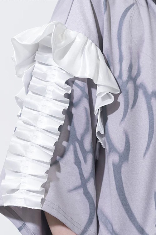 Nightmare Oversized Short Sleeve Jacket in Grey x White - ACDC RAG