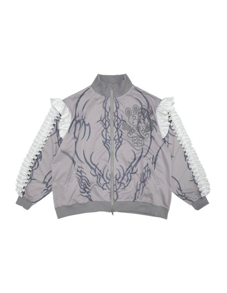 Nightmare Oversized Long Sleeve Jacket in Grey x White - ACDC RAG