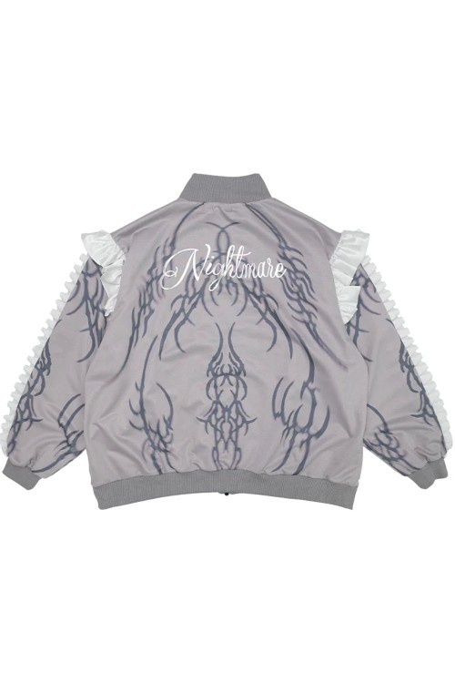 Chaqueta Oversized de Manga Larga Nightmare en Gris x Blanco - ACDC RAG