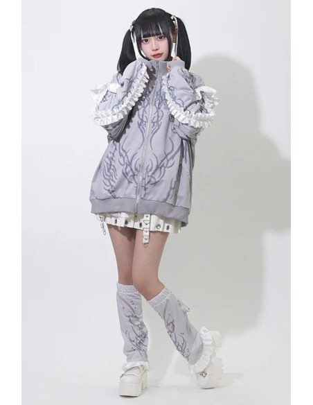 Chaqueta Oversized de Manga Larga Nightmare en Gris x Blanco - ACDC RAG