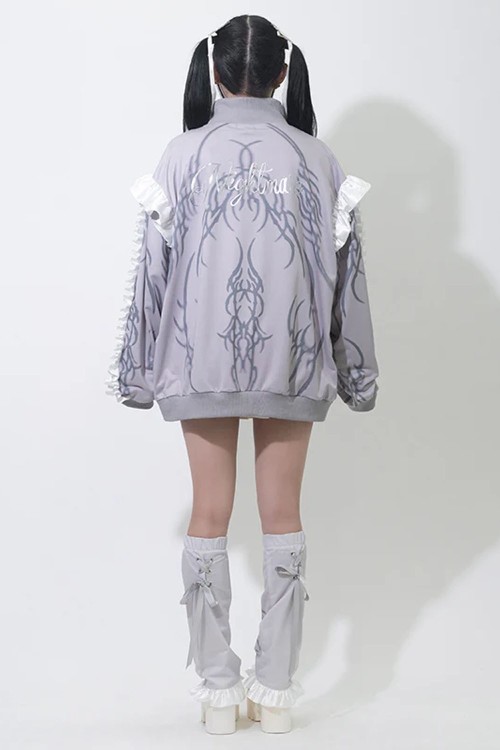 Nightmare Oversized Long Sleeve Jacket in Grey x White - ACDC RAG