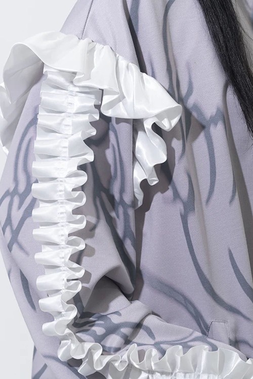 Nightmare Oversized Long Sleeve Jacket in Grey x White - ACDC RAG