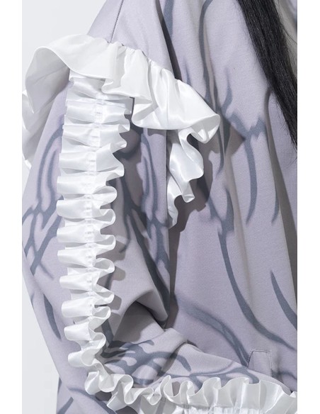 Chaqueta Oversized de Manga Larga Nightmare en Gris x Blanco - ACDC RAG