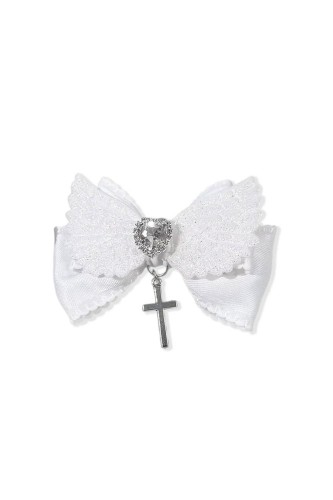 Glitter Wings Bow Hairclip in White
