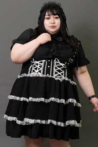 Falda JSK en Negro x Blanco (Plus Size) - ACDC RAG