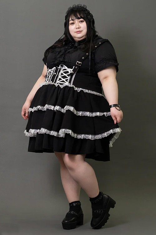 Falda JSK en Negro x Blanco (Plus Size) - ACDC RAG
