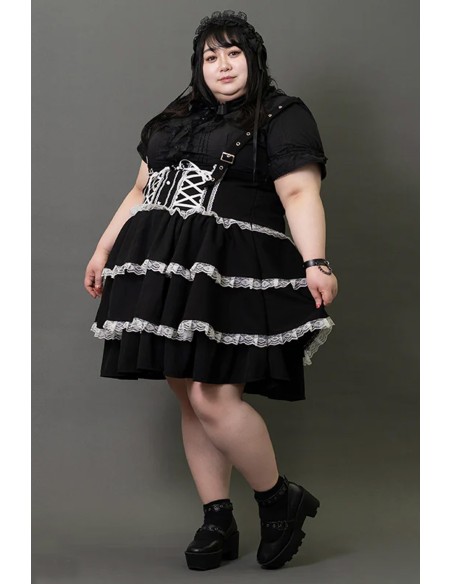 JSK Skirt in Black x White (Plus Size) - ACDC RAG