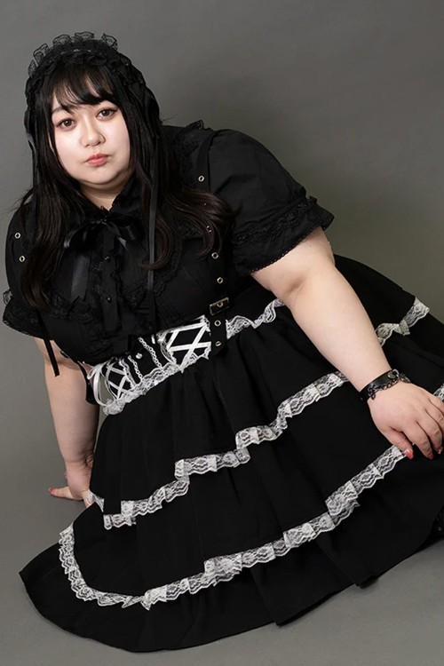 Falda JSK en Negro x Blanco (Plus Size) - ACDC RAG