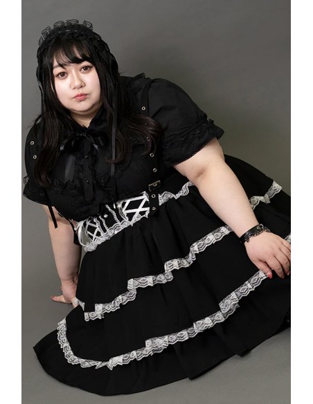 JSK Skirt in Black x White (Plus Size) - ACDC RAG
