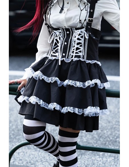 Falda JSK Lolita en Negro x Blanco  - ACDC RAG