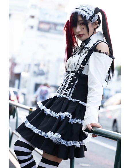 JSK Lolita Skirt in Black x White - ACDC RAG