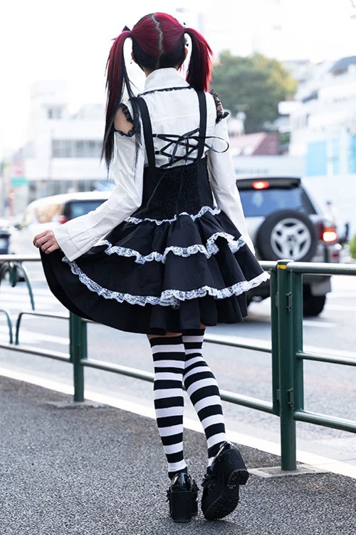 JSK Lolita Skirt in Black x White - ACDC RAG