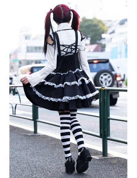 Falda JSK Lolita en Negro x Blanco  - ACDC RAG