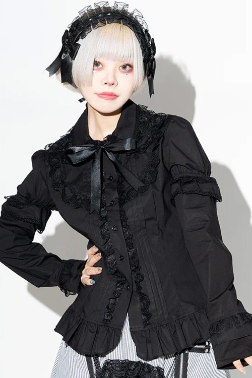 2 Way Gothic Lolita Blouse in Black - ACDC Rag
