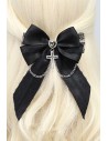 Bow Jirai Silver Cross Hairclip in Black
