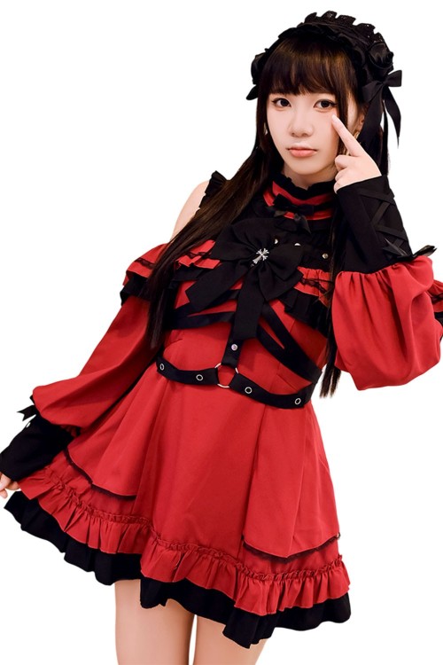 Gothic Rhapsody Dress in Black and Red - Jill Punk