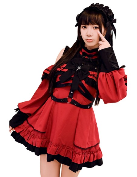 Vestido Gothic Rhapsody en Negro x Rojo - Jill Punk