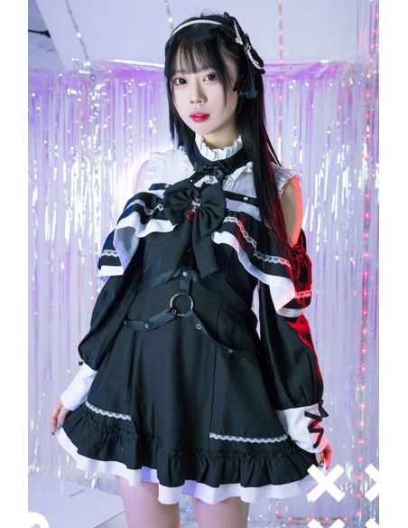 Vestido Gothic Rhapsody en Negro x Blanco - Jill Punk