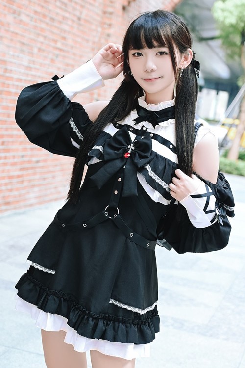 Gothic Rhapsody Dress in Black x White - Jill Punk