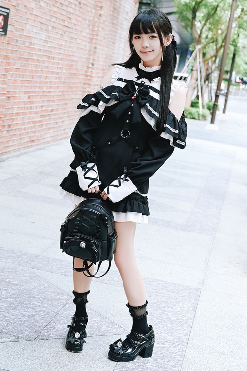 Vestido Gothic Rhapsody en Negro x Blanco - Jill Punk