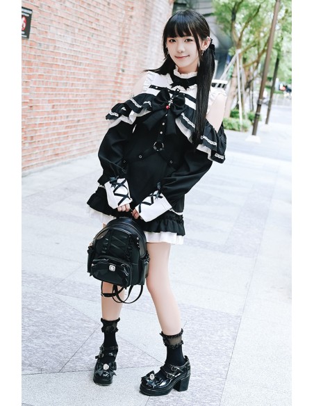 Gothic Rhapsody Dress in Black x White - Jill Punk