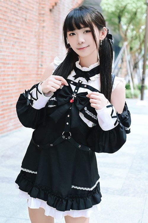 Gothic Rhapsody Dress in Black x White - Jill Punk