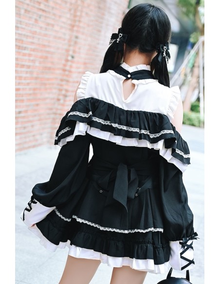 Vestido Gothic Rhapsody en Negro x Blanco - Jill Punk