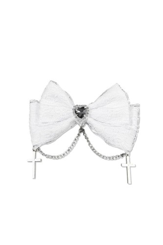 Gothic Lace Bow Hairclip in White