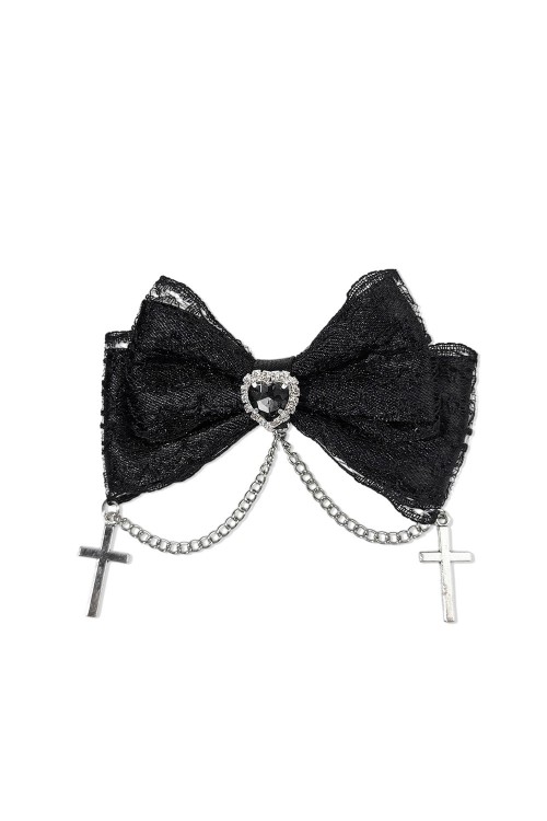 Gothic Lace Bow Hairclip in Black