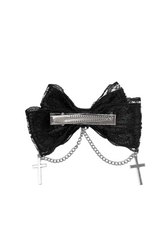 Gothic Lace Bow Hairclip in Black 2