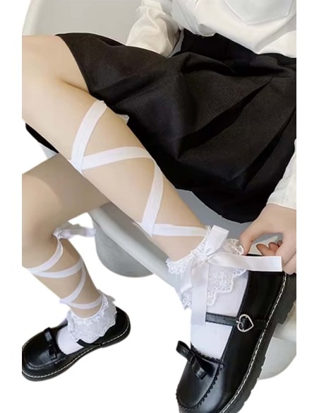 Lace Ballet Corset Socks in White