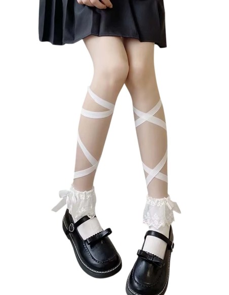 Lace Ballet Corset Socks in Light Beige