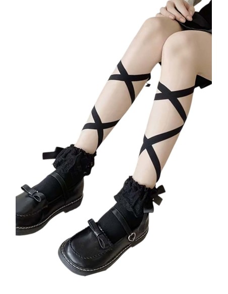 Lace Ballet Corset Socks in Black