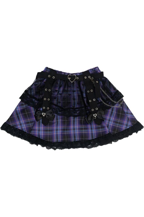 Love Punk Tartan Skirt in Black x Purple- ACDC RAG