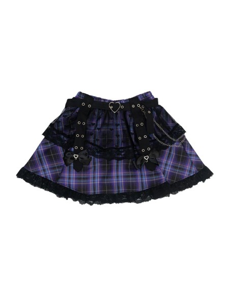 Falda de Tartán Love Punk en Negro x Lila - ACDC RAG