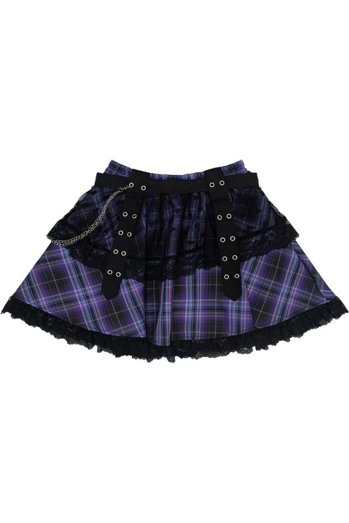 Falda de Tartán Love Punk en Negro x Lila - ACDC RAG