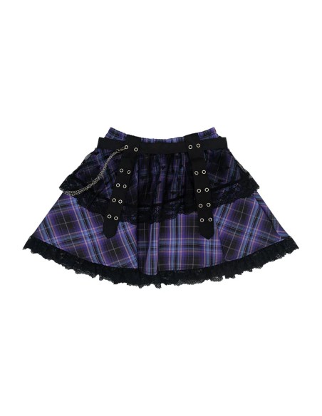 Falda de Tartán Love Punk en Negro x Lila - ACDC RAG