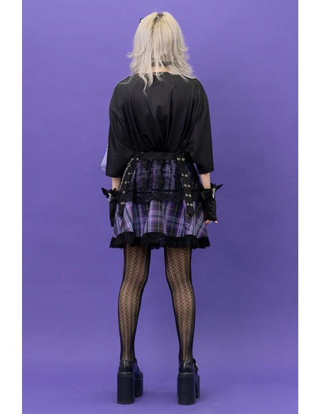 Love Punk Tartan Skirt in Black x Purple- ACDC RAG