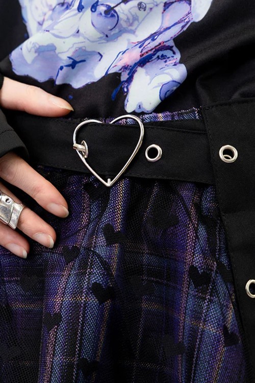 Love Punk Tartan Skirt in Black x Purple- ACDC RAG