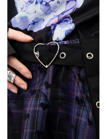 Love Punk Tartan Skirt in Black x Purple- ACDC RAG